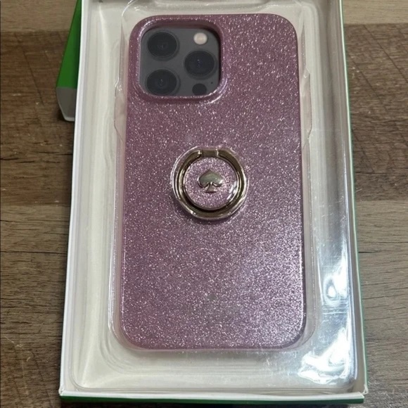 kate spade Glitter Pink iPhone 14 Case with Ring Holder - Picture 2 of 4